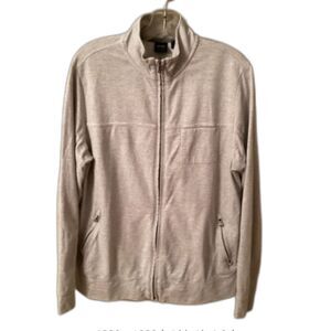 HUGO BOSS MENS SIZE MEDIUM REGULAR FIT GRAY STRIPED FULL ZIP JACKET